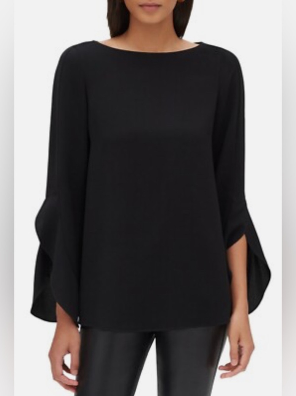 AXIS apparel women's 3/4 open bell sleeves top or blouse black size S/M